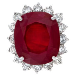 Signed A&K "Composite" ruby ring with diamonds set in 18K white gold.