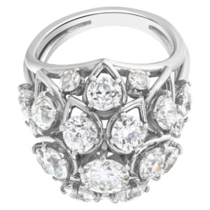 Diamond Dome Ring In Platinum With Approximately 3.60 Carats In Round Diamonds