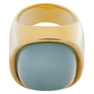 Bold greyish blue chalcedony cocktail ring in 18k