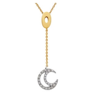 Cresent moon diamond pendant necklace in 18k