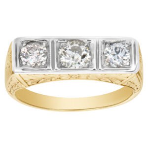 Vintage 3 diamond ring  in 14k yellow and white gold