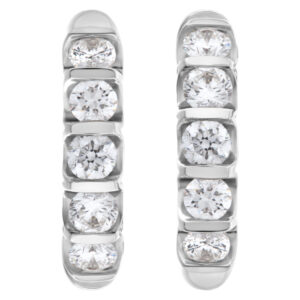 Diamond huggie earrings with over 1 carat in diamonds in 18k white gold