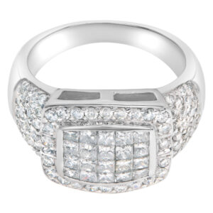 Invisible set diamond ring with over 1.6 carats in 18k white gold