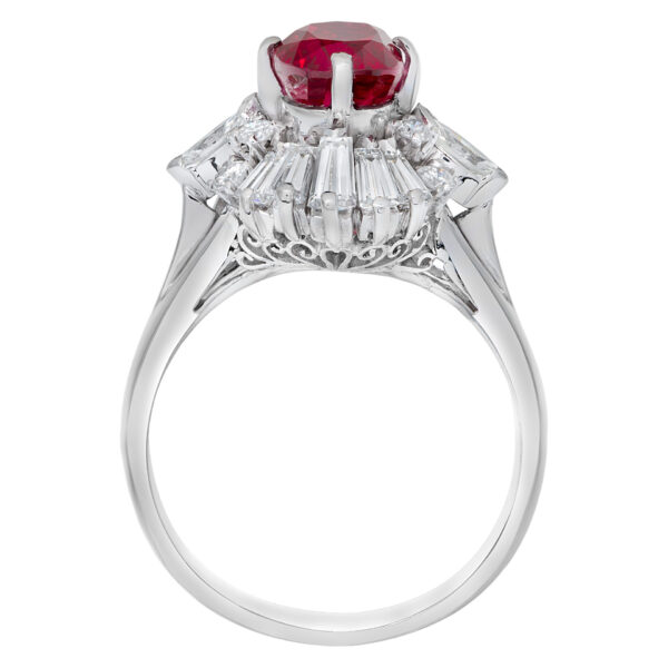 AGL certified oval 1.81 carat center ruby ring in platinum