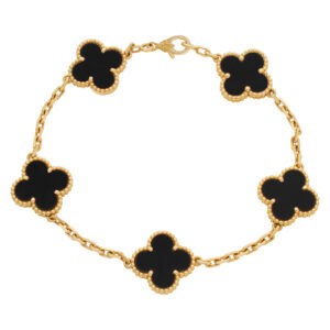 Van Cleef & Arpels "Alhambra" bracelet with 5 black onyx motifs in 18k Yellow gold