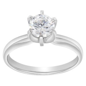 GIA certified round brilliant cut diamond 1.02 carat (F color, SI1 clarity) ring in platinum setting