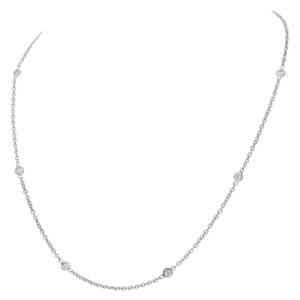 "Penny Preville, diamonds-by-the-yard necklace" in 18K white gold with 6 diamonds.