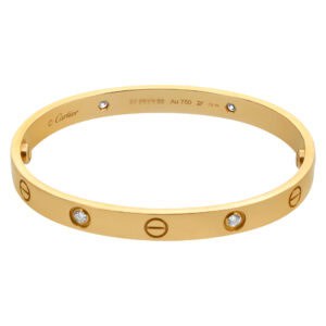 Cartier Love bracelet with 4 diamonds in 18k- Size 17-