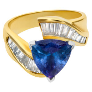 African Tanzanite and diamond ring in 18k