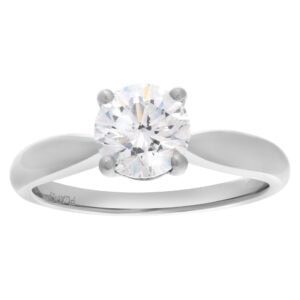 GIA certified round brilliant cut 1.27 carat (F color, VS2 clarity, Excellent symmetry) ring