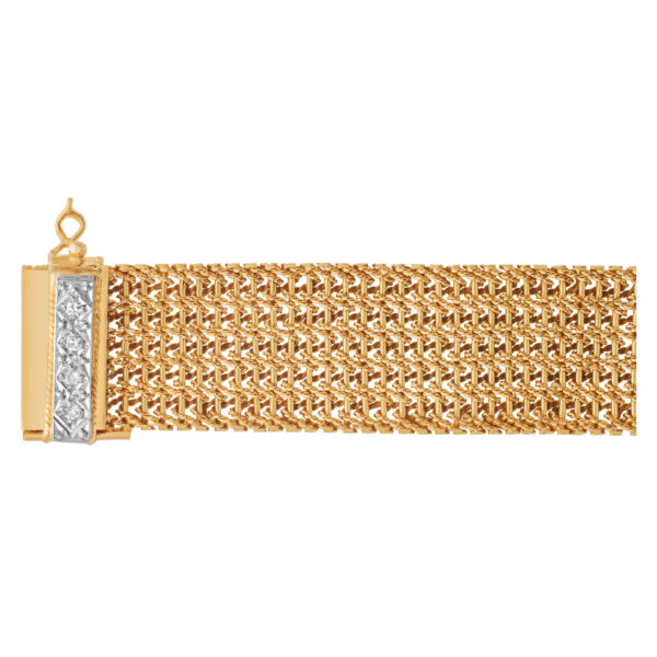 Wide diamond buckle bracelet in 18k pink gold