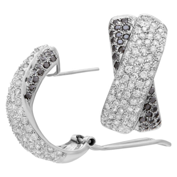 Black and white diamond earing X kisses 14k white gold