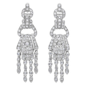 Amazing diamond chandelier earrings 18k white gold over 4.50 cts in diamonds