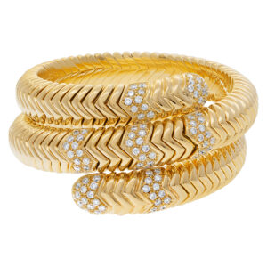 Wrap snake bracelet in 18k with over 4 carats in diamonds