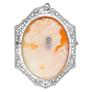 Vintage Cameo With Diamond Accent, 72b