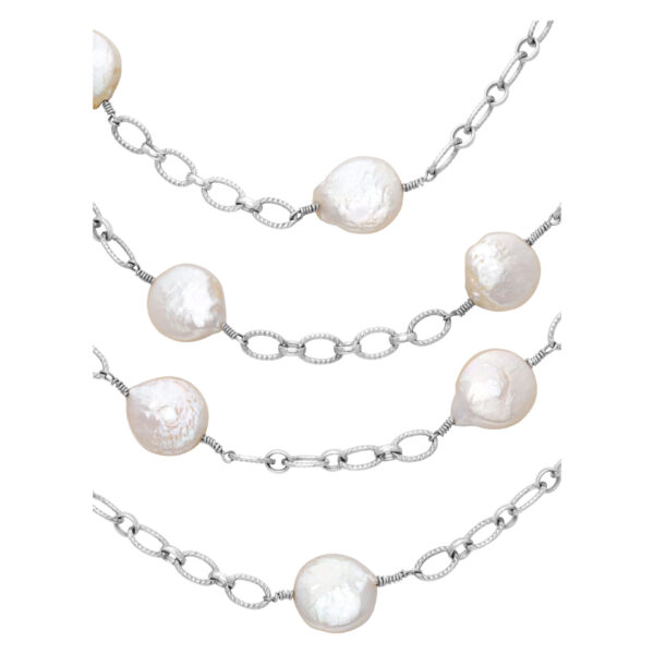 Set  with earrings, bracelet and necklace in 14k white gold with Mother of Pearl dots