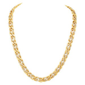 Italian made gold chain in 18k yellow gold with approximately 13.2 carats in diamonds