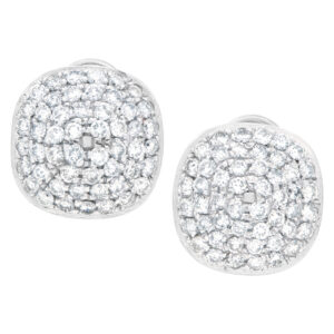 Pillows of pave diamond earrings in 14k white gold