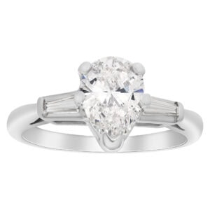 GIA certified pear brilliant cut 1.22 carat (I color, SI2 clarity) ring set in platinum