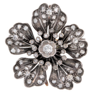 Antique Victorian Diamond Flower Brooch