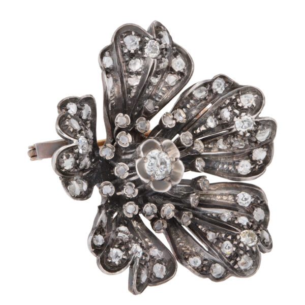 Antique Victorian Diamond Flower Brooch