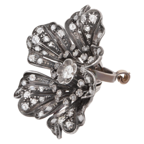 Antique Victorian Diamond Flower Brooch