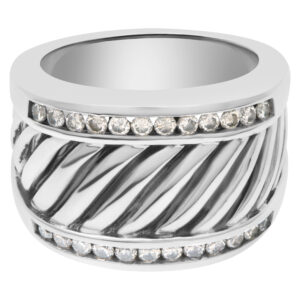 David Yurman diamond Cigar Cable band in sterling silver