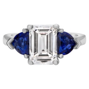 GIA certified emerald cut diamond 2.32 carat (D color, VS1 clarity) ring in platinum setting