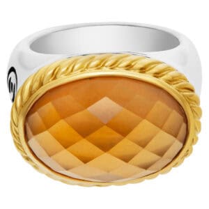 David Yurman faceted oval citrine in 18k & sterling silver