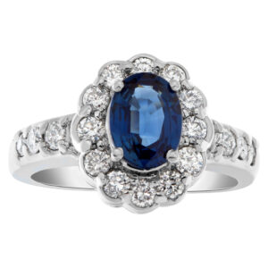 AGL certified oval blue sapphire 1.52 carat (Origin Thailand, Non-heat, none clarity enhancement) ring