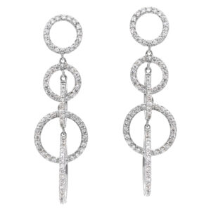 Circles of diamonds earrings set in 18k white gold