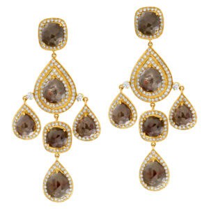 Devine 18k yellow gold rough diamond drop earrings