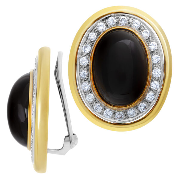 Onyx and diamond earrings in 18k white and yellow gold