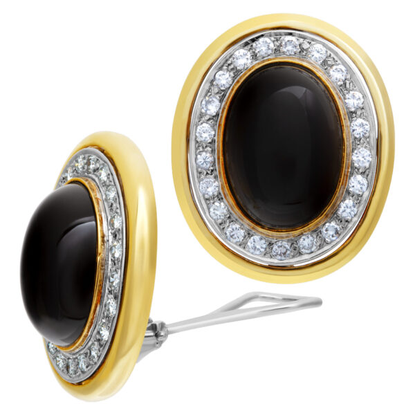 Onyx and diamond earrings in 18k white and yellow gold