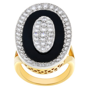 Onyx and diamond ring in 18k with 1.60 carats in G-H, VS-SI diamonds