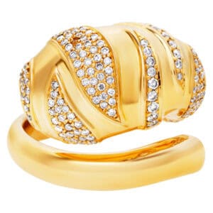 Paris Designer "MESSIKA"  beautiful ring with diamond tiger stripes set in 18k yellow gold