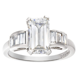 GIA certified emerald cut 1.71 carat (G color, VS2 clarity) ring