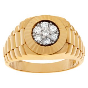 Rolex styled diamond ring set in 18k yellow gold