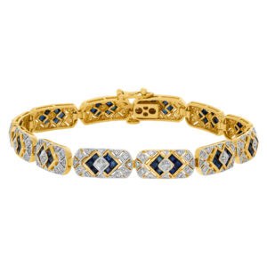 Sapphire & diamond bracelet in 14k yellow and white gold