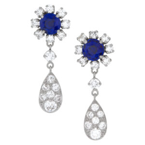 Diamond and sapphire earrings in 14k white gold