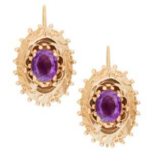 Vintage amethyst earrings in 14k rose gold