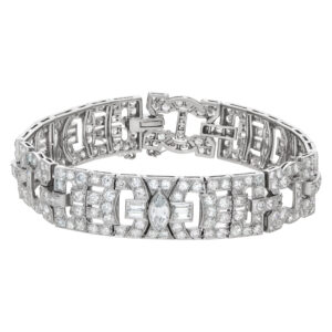 Art Deco platinum and diamond bracelet with approx 12 carats in diamonds. Circa 1920's