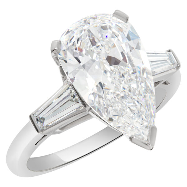 GIA certified pear brilliant diamond 3.03 carat (E color, IF clarity) ring