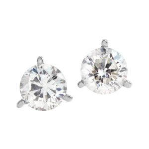 GIA certified round brilliant cut diamond stud 0.88 carat (L color, SI1 clarity) in 14k