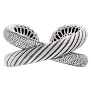 David Yurman "twist" cuff with 3 carats diamonds in sterling silver