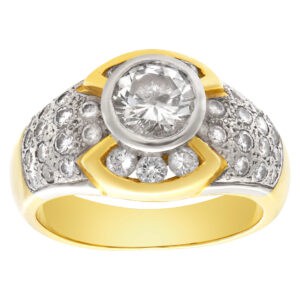 Mens 18k yellow gold diamond ring