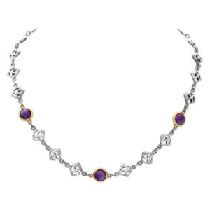 David Yurman necklace in sterling silver with 14k set amethyst accents