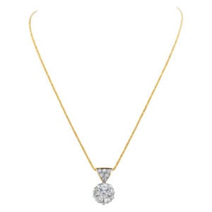 Vintage style diamond pendant with approximately 4 carats in round diamonds set in 14k yellow gold