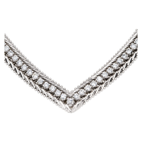 Diamond "V" necklace in 14k white gold