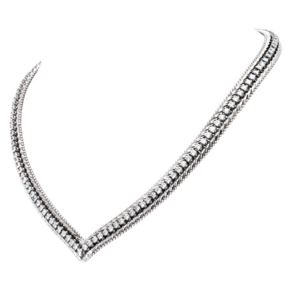 Diamond "V" necklace in 14k white gold